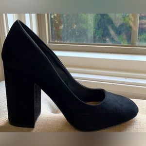 Call It Spring Black Faux Suede Block Heels